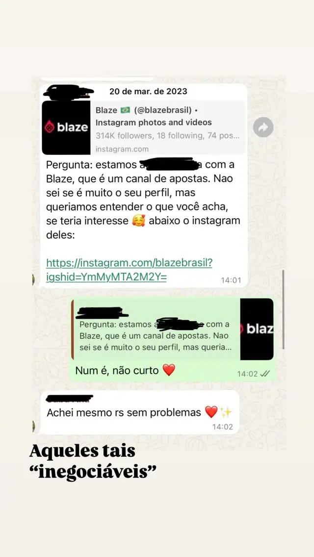 “Não sei se é muito o seu perfil, mas queríamos entender o que acha, se teria interesse…”, diz o remetente. (Foto: Instagram)